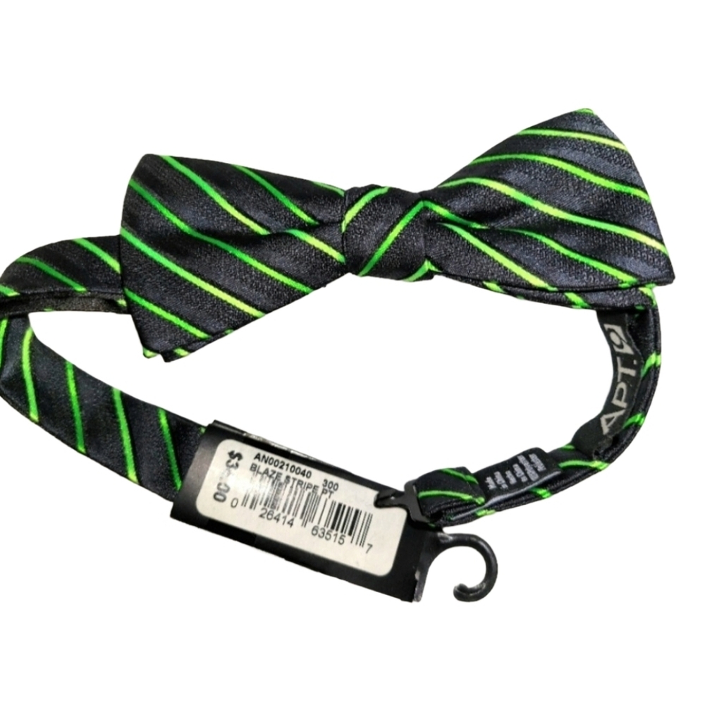 Apt 9 Pre-tied Black & Green Adjustable Formal Polyester Bow Tie